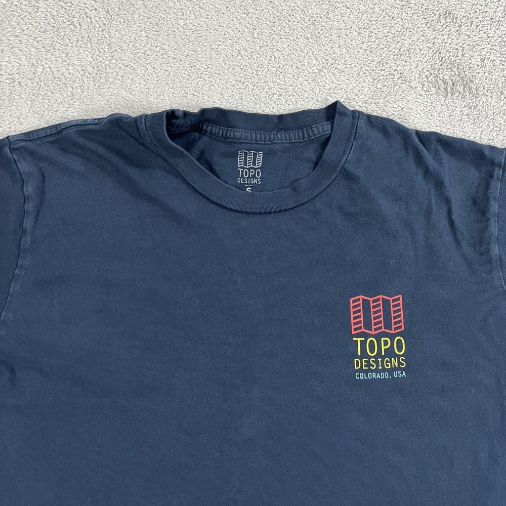 Topo Designs Shirt Mens Small Blue Long Sleeve Tee Colorado USA Casual - Picture 3 of 11